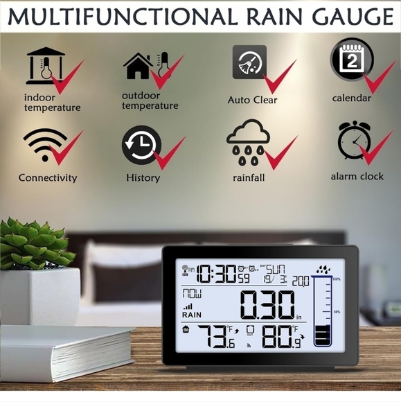 Wireless Digital Rain Gauge with Many Funtions *NIB* - Picture 5 of 9